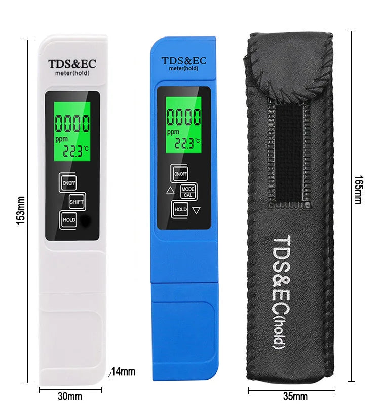Digital Water Quality Tester TDS EC Meter Range 0-9990 Multifunctional Water Purity Temperature Meter TEMP PPM Tester