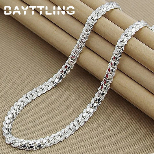 BAYTTLING Man Necklace 925 Sterling Silver 8/18/20/24 Inch Side Chain Bracelet Necklace For Women Men Fashion Jewelry Gifts