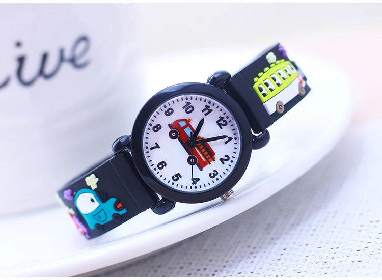 fashion cool children boys girls little kids school bus fire truck cartoon quartz watches babies holiday gifts toy watches