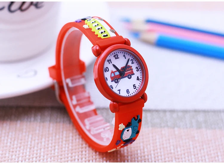 fashion cool children boys girls little kids school bus fire truck cartoon quartz watches babies holiday gifts toy watches