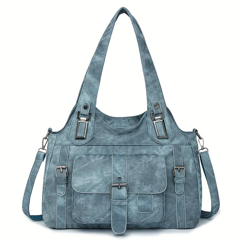 2025 New PU Women Handbag - Fashion Patchwork Tote Bag Spring Simple Design, Spacious Lightweight Shoulder Purse