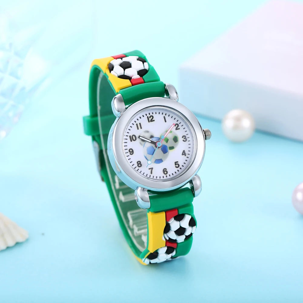 New Fashion Color Cartoon Football Students Children Watch Quartz Watch Electronic Watch
