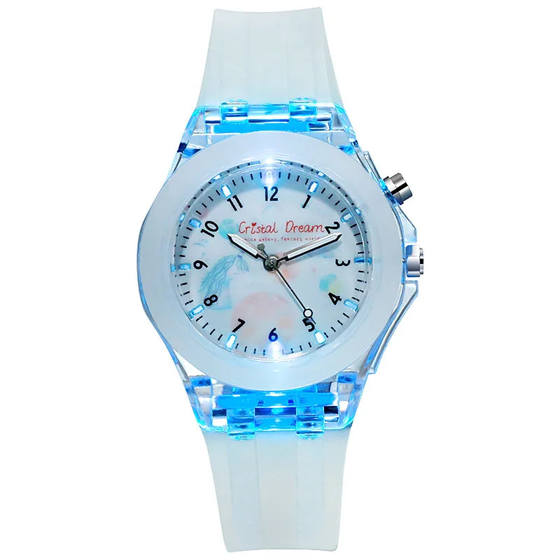 Cute Cartoon Kids Watch Flash Light Children Quartz Watch Silicone Strap Casual Luminous Boys Girls Clock Gift reloj infantil
