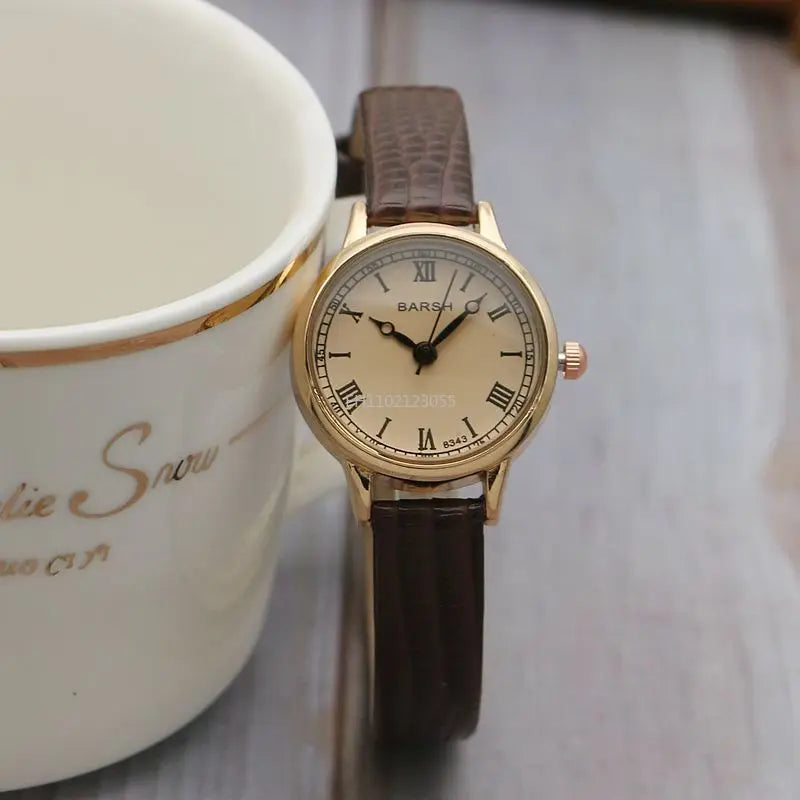 Fashion Student Watch Belt Watch Small Plate Light and Thin Student Exam Watch Women's Retro Quartz Wristwatch Relógio Feminino