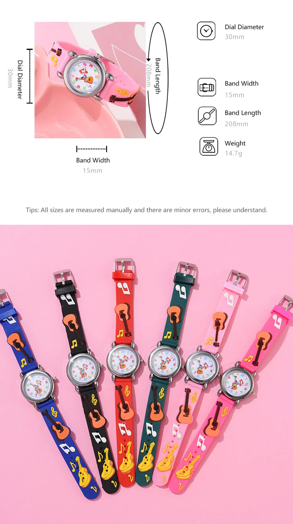 Kids Fashion Watches Cartoon Watches Pink Silicone Quartz Wristwatch Birthday Gift Girl Boy Children Study Time Girl Watch Clock