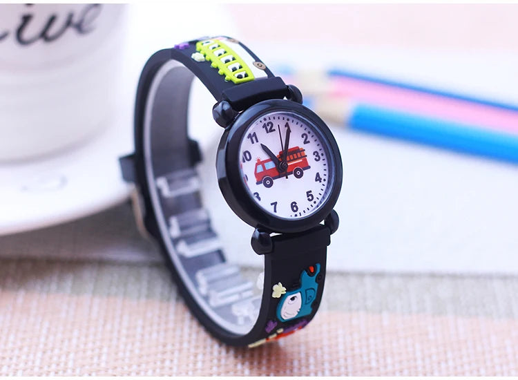 fashion cool children boys girls little kids school bus fire truck cartoon quartz watches babies holiday gifts toy watches