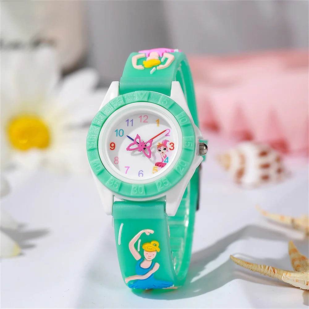 Children's Watch Cartoon Ballet Girl Design Quartz Watch Fashion Purple Silicone Girl Student Gift Wristwatch