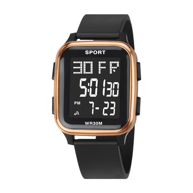 YIKAZE Sports Watch for Men Waterproof Multifunction Electronic Watch Ultra-thin Men's LED Digital Wristwatch for Man Student