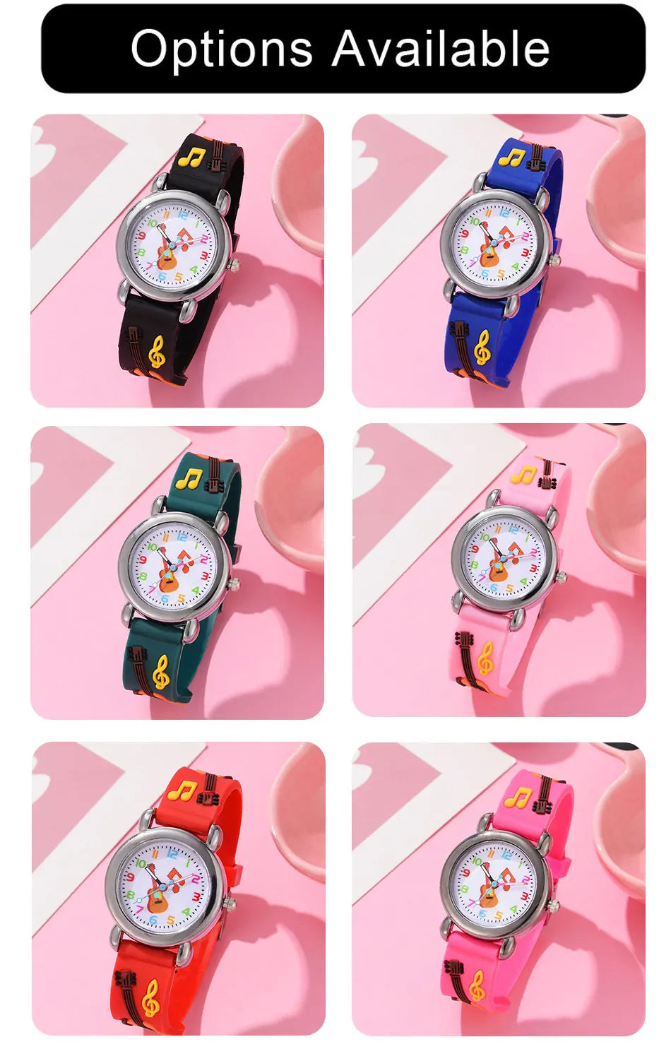 Kids Fashion Watches Cartoon Watches Pink Silicone Quartz Wristwatch Birthday Gift Girl Boy Children Study Time Girl Watch Clock