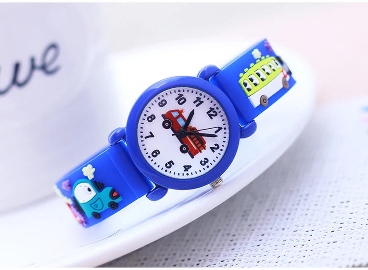 fashion cool children boys girls little kids school bus fire truck cartoon quartz watches babies holiday gifts toy watches
