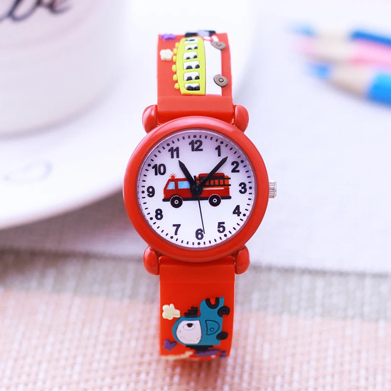 fashion cool children boys girls little kids school bus fire truck cartoon quartz watches babies holiday gifts toy watches