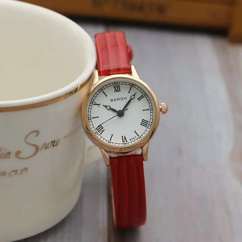 Fashion Student Watch Belt Watch Small Plate Light and Thin Student Exam Watch Women's Retro Quartz Wristwatch Relógio Feminino