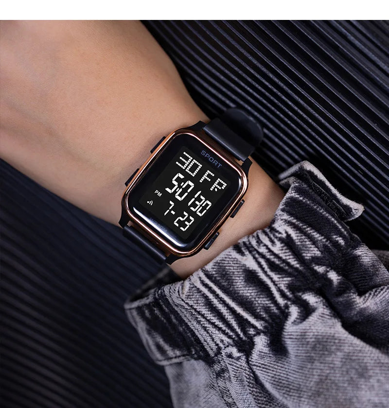 YIKAZE Sports Watch for Men Waterproof Multifunction Electronic Watch Ultra-thin Men's LED Digital Wristwatch for Man Student