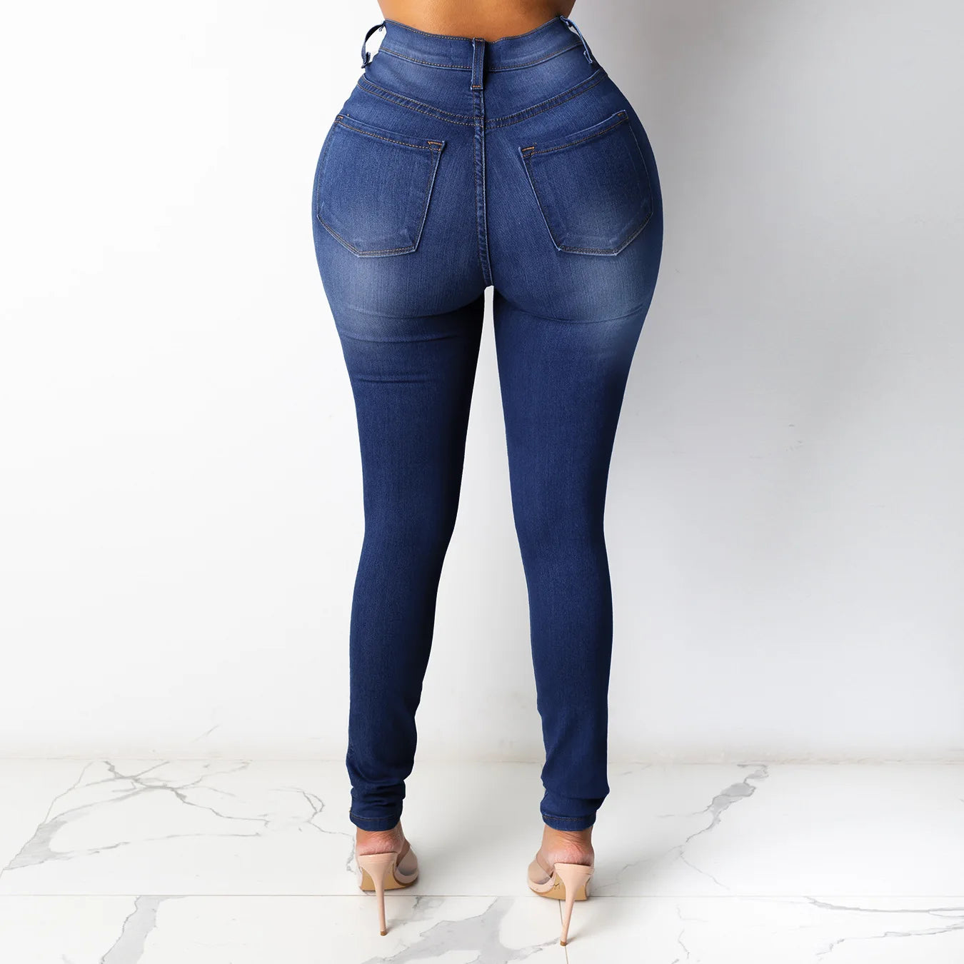 2025 Spring New 5 Colors High Waist Thin Jeans For Women Fashion Casual Slim Elastic Denim Pencil Pants S-3XL Drop Shipping
