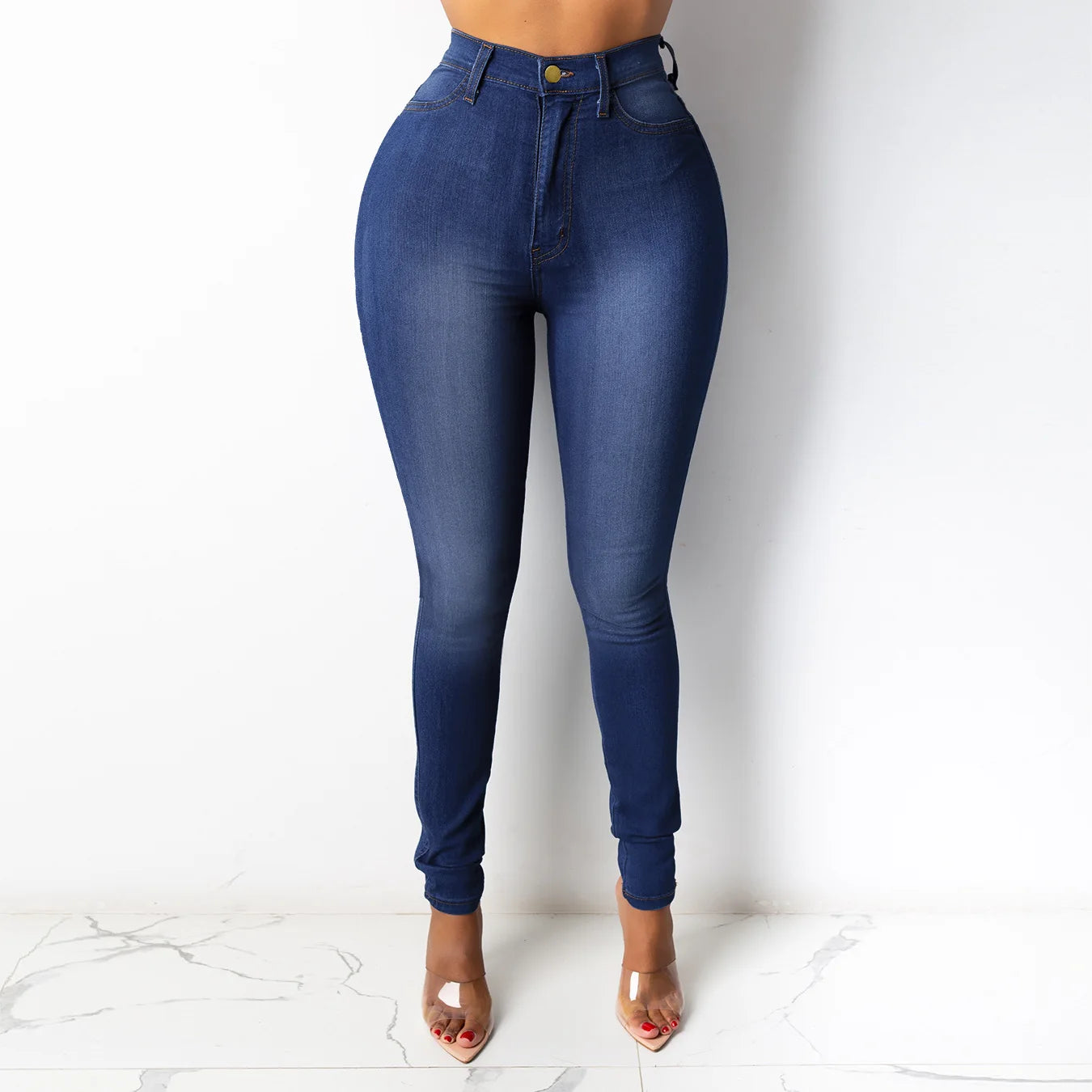 2025 Spring New 5 Colors High Waist Thin Jeans For Women Fashion Casual Slim Elastic Denim Pencil Pants S-3XL Drop Shipping