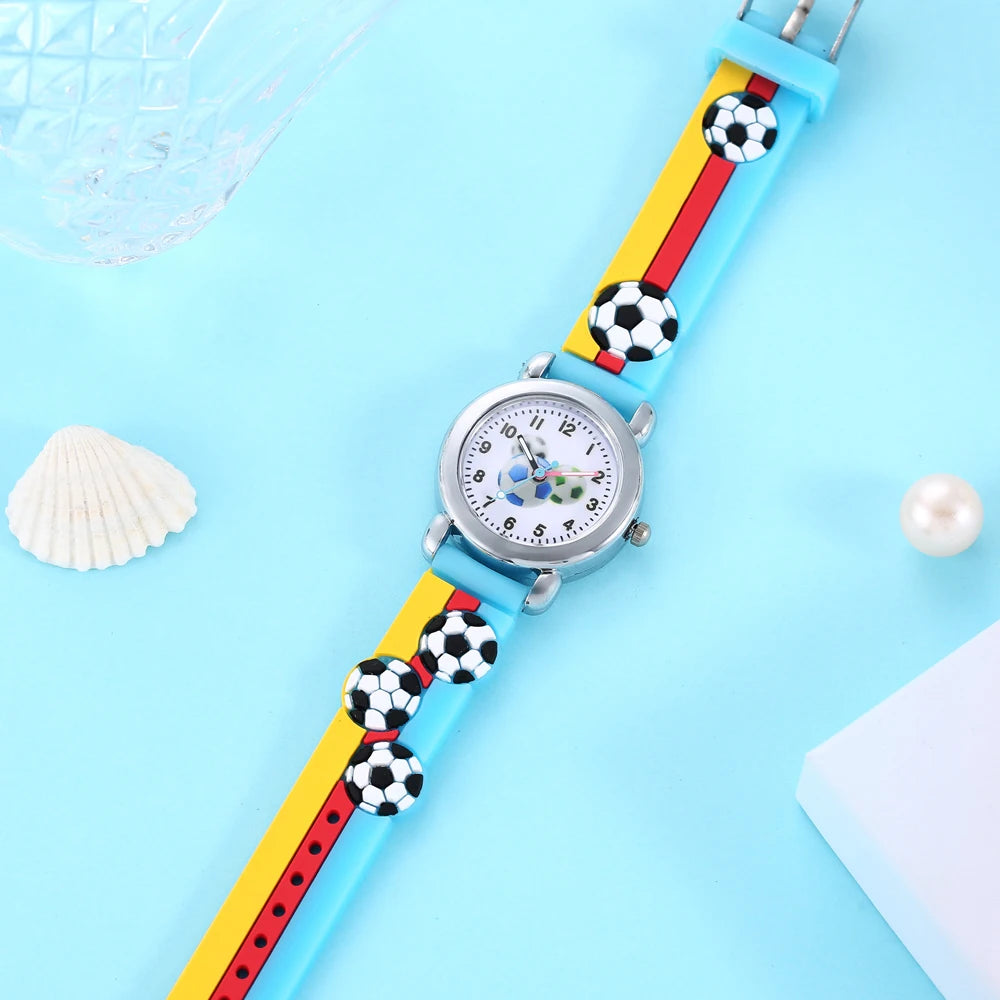 New Fashion Color Cartoon Football Students Children Watch Quartz Watch Electronic Watch