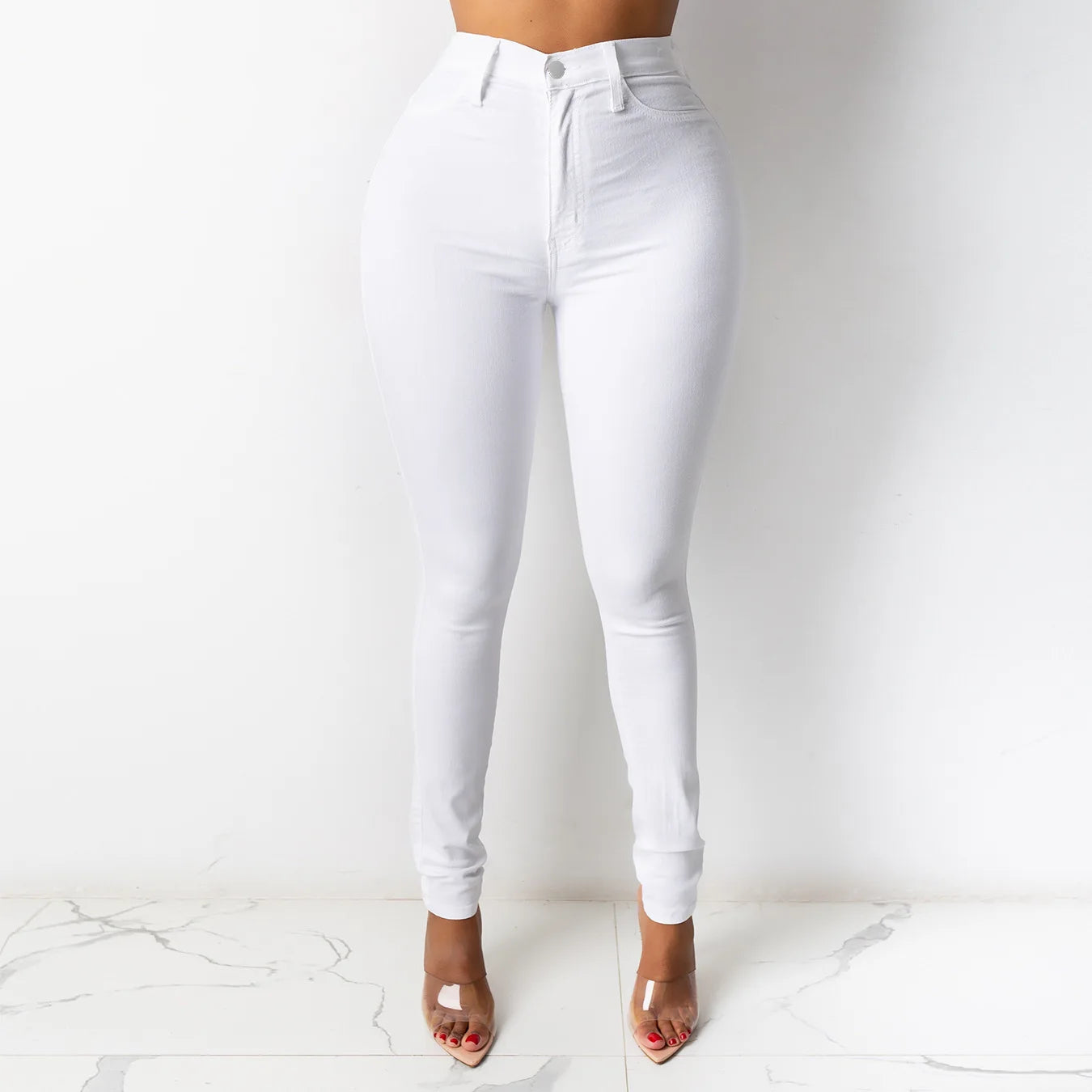 2025 Spring New 5 Colors High Waist Thin Jeans For Women Fashion Casual Slim Elastic Denim Pencil Pants S-3XL Drop Shipping