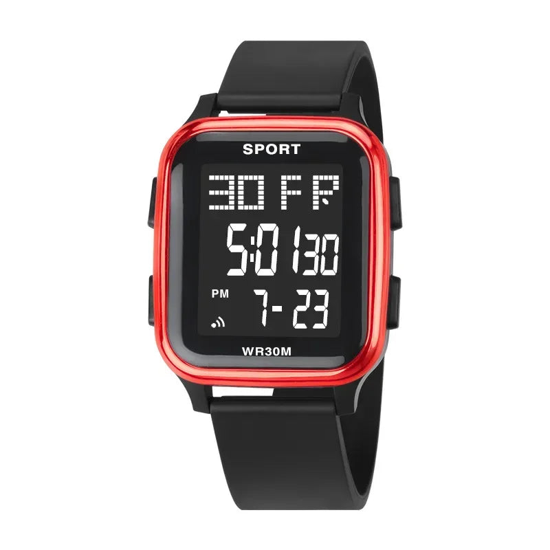 YIKAZE Sports Watch for Men Waterproof Multifunction Electronic Watch Ultra-thin Men's LED Digital Wristwatch for Man Student