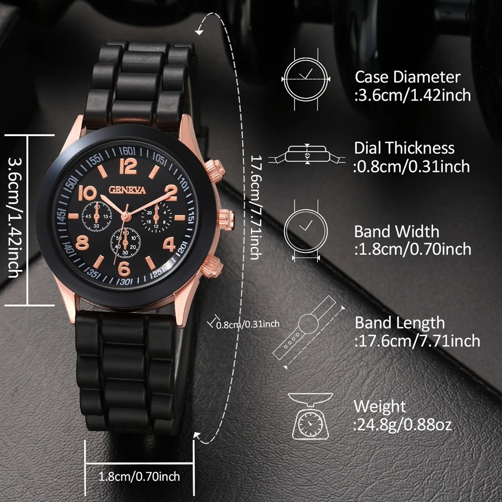 4PCS Fashion Simple Watch Luxury Men's and Women's Belts Business Leisure Bracelet Quartz Watch Love Watch Watch Set